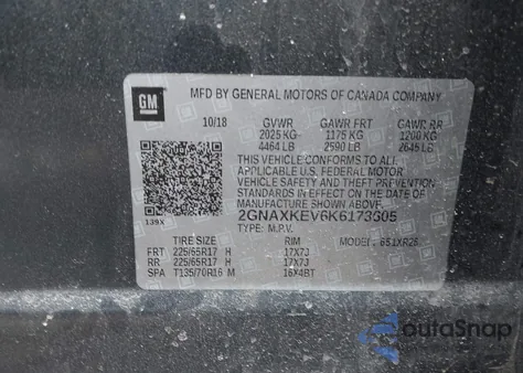 2019 Chevrolet Equinox Lt from USA, damaged, VIN 2GNAXKEV6K6173605